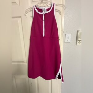 Pink Sleeveless Tennis Dress with White Trim